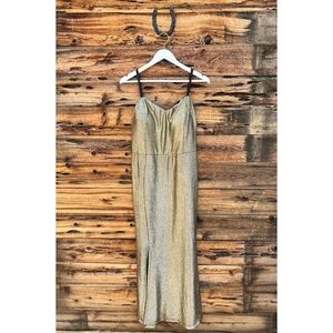 CHARLOTTE RUSSE | Metallic Silver Black Straps High Slit Long Evening Dress 2X